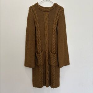 JW ANDERSON x Uniqlo Mustard Cable-Knit Long Sleeve Sweater Dress Size Small